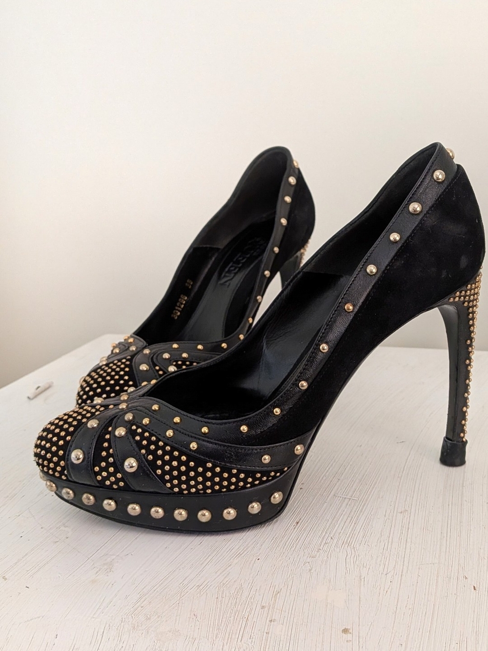 Alexander McQueen Black Studded Platform High Heel Pumps